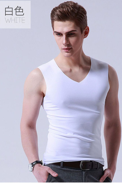 ເສື້ອຢືດຜ້າໄໝ Ice silk modal seamless vest men's sports fitness sleeveless hurdle tight-fitting bottoming sweatshirt summer wide shoulders