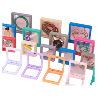 pe薄膜悬浮盒首饰文玩展示手链戒指饰品发夹收纳包装盒子密封便携