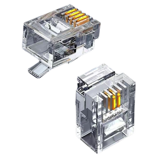 电话线水晶头2芯4芯rj11镀金接头座机6p2c4c电话传真机连接头接口