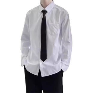xiniya白衬衫男长袖dk制服学生班服学院风休闲百搭白色衬衣潮领带