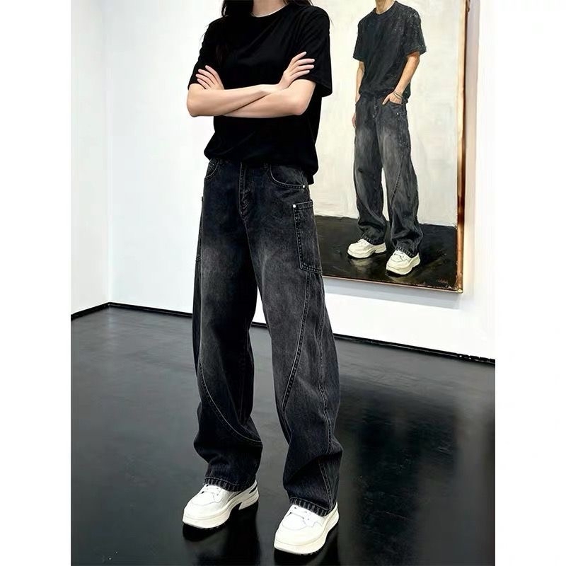 American High Street Style Men's Jeans for Spring and Autumn, Trendy Brand, Cool Street Style Pants, Cleanfit Straight-Leg Flared Pants