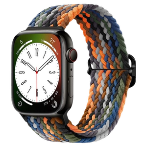 适用Apple Watch S9苹果手表表带iwatch ultra2尼龙编织表带se彩虹色单圈可爱运动弹力夏新款小众个性男女