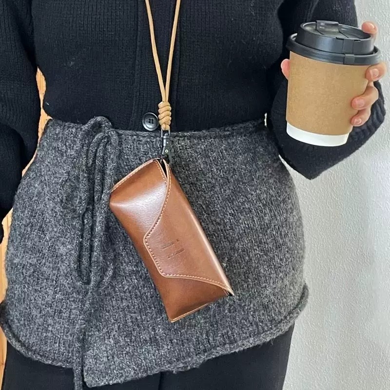 New High-End Retro Leather Glasses Case, Fashionable Leather Case, Portable Glasses Leather Case, Exquisite Packaging, Sunglasses Case