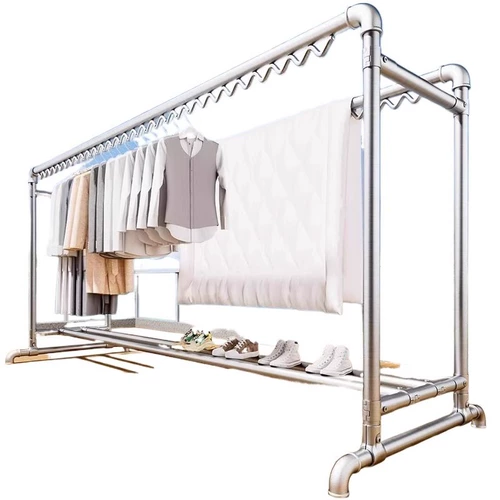 Сушилка для одежды напольная, стальная труба, ветрозащитная, для улицы, во дворе, мобильная стойка для сушки одежды, домашний балкон, двойной столб для сушки в помещении, артефакт