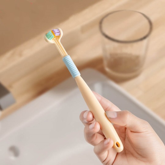 Children's three-sided toothbrush soft hair 3 to 6-12 years old special u-shaped baby brushing toothpaste tooth changing period