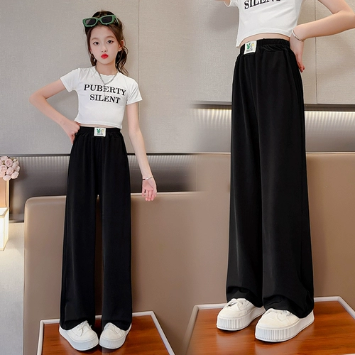 Шелковая летняя одежда, штаны, детское летнее средство от комаров, подходит для подростков, свободный прямой крой