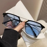 Обесцвечивые миопические очки мужчины, наклонные наполовину наполовину рамки, бокал платформ