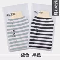 Горизонтальное полосатое полотенце для ванны синее+черное