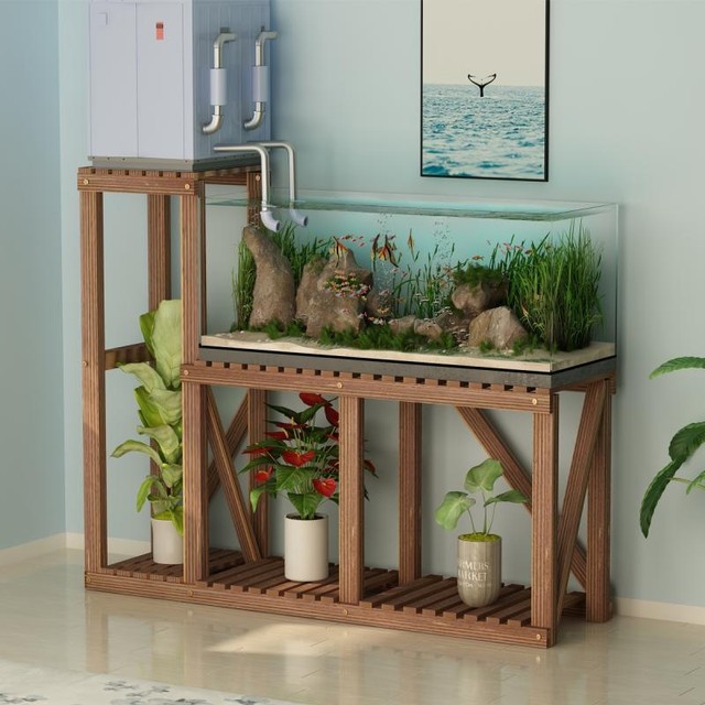 Solid wood reinforced fish tank frame floor-standing fish tank base ...