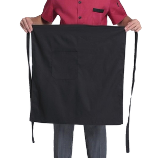 酒店围裙厨房半截腰围半身厨师男女挂脖工作服家里家外防水加长