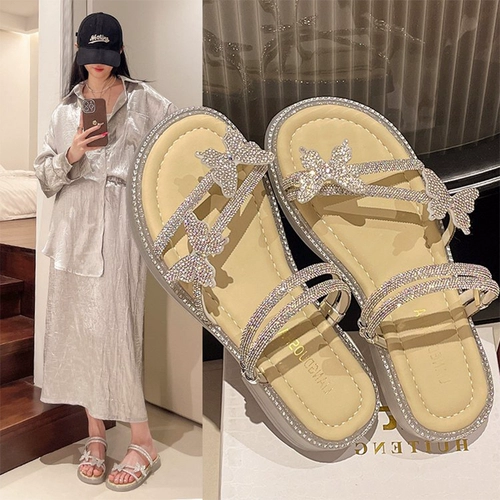 Тапочки, обувь, сетчатая подходит с юбкой с бабочкой, сандалии, 2025 года, популярно в интернете