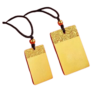 沙金平安无字牌简约祥云无事牌吊坠金佛头女士大牌款铜饰项链实心