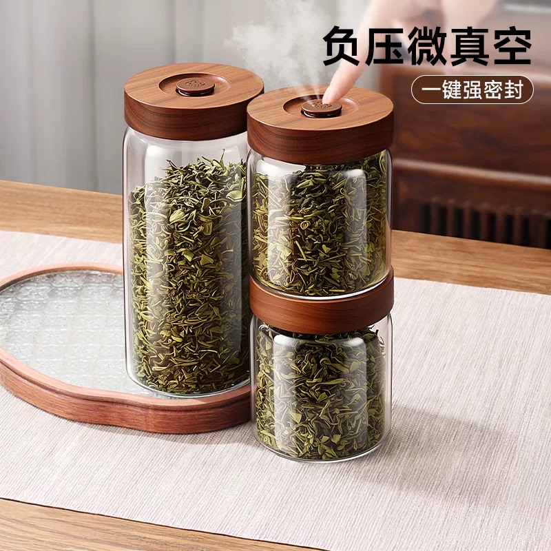 Tea Canister, Tea Sealed Jar, Vacuum Tea Canister, Coffee Bean Storage Box, Moisture-Proof Storage Jar, Tangerine Peel Household Wooden Lid Tea Canister, Tea Sealed Jar, Vacuum Tea Canister, Coffee Bean Storage Box, Moisture-Proof Storage Jar, Tangerine Peel Household Wooden Lid