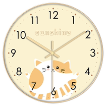 Cartoon cute wall clock mute cat panda creative home childrens room living room bedroom clock hanging wall punch-free table