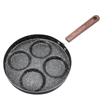 Máy Chiên Bánh Hamburger Trứng Chảo Chống Dính Chảo Đáy Bằng Nhỏ Gia Dụng Mini Bốn Lỗ Bánh Sủi Cảo Trứng Dụng Cụ Thần Thánh Khuôn Chảo Chiên Trứng