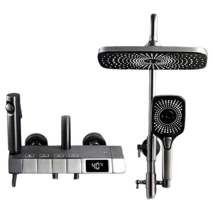 枪灰恒温淋浴花洒套装家用卫浴增压全铜浴室卫生间莲蓬头洗浴套装