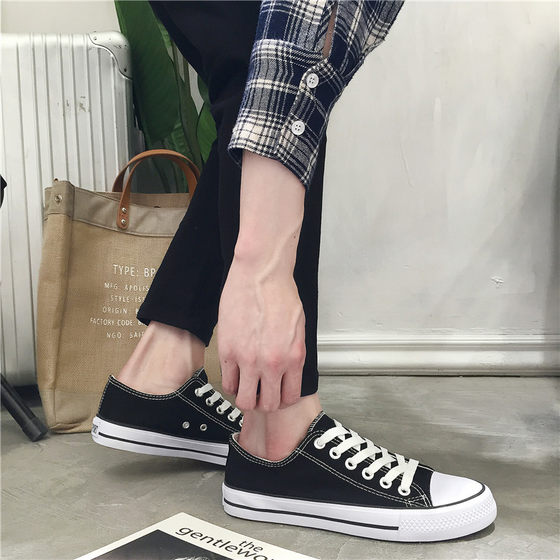 New black canvas shoes for men, men's casual white shoes, plus velvet sneakers, cotton shoes, high-top non-slip high-top shoes