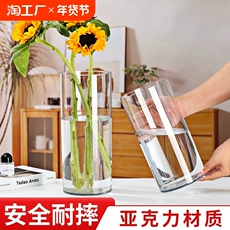 Цветочная ваза 花瓶摆件客厅插花亚克力玻璃水养富贵竹透明塑料醒花桶大水培玄关