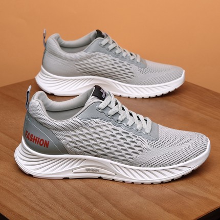 Sports shoes men's summer thin students casual non-slip mesh breathable trend ultra-light shock absorption flying woven running shoes