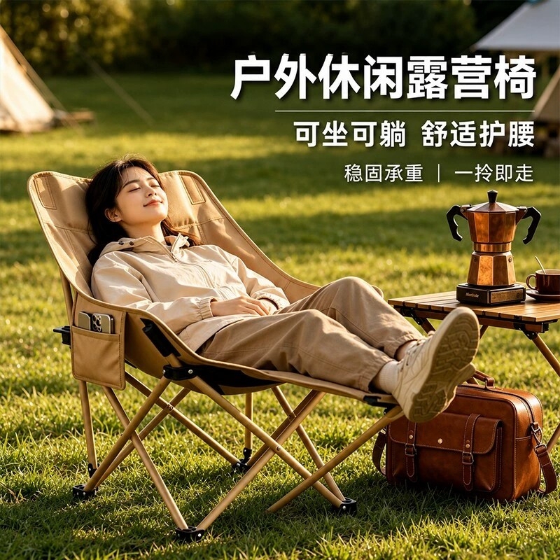 Outdoor Folding Chair, Moon Chair, Camping Chair, Portable Nap Chair, Fishing Chair, Beach Chair, Can Be Used for Both Lying and Sitting Outdoor Folding Chair, Moon Chair, Camping Chair, Portable Nap Chair, Fishing Chair, Beach Chair, Can Be Used for Both Lying and Sitting