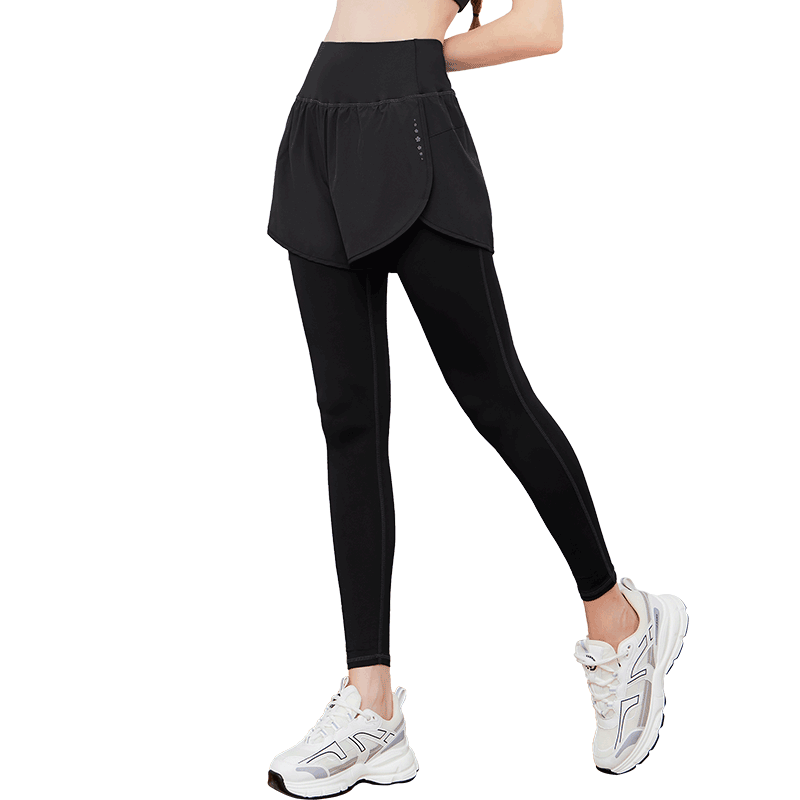 瑜伽裤女高腰提臀弹力紧身裤假两件蜜桃运动收腹速干薄健身服套装