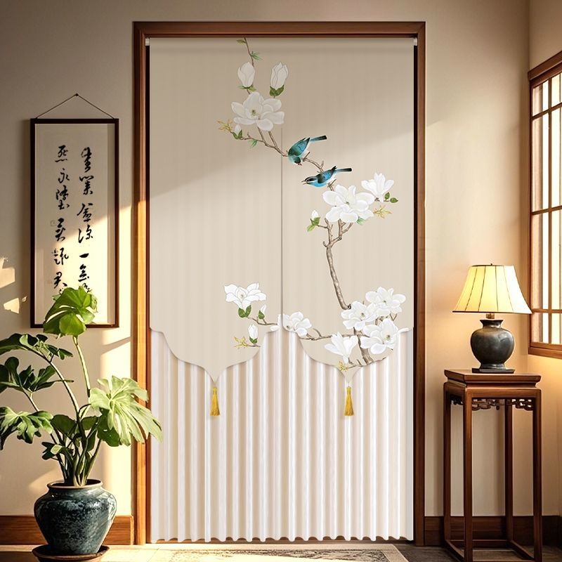 New Chinese-Style Door Curtain for Summer Mosquito Prevention, Bedroom and Bathroom Privacy Curtain, Home Use, No-Drill Fabric Lace Long Curtain New Chinese-Style Door Curtain for Summer Mosquito Prevention, Bedroom and Bathroom Privacy Curtain, Home Use, No-Drill Fabric Lace Long Curtain