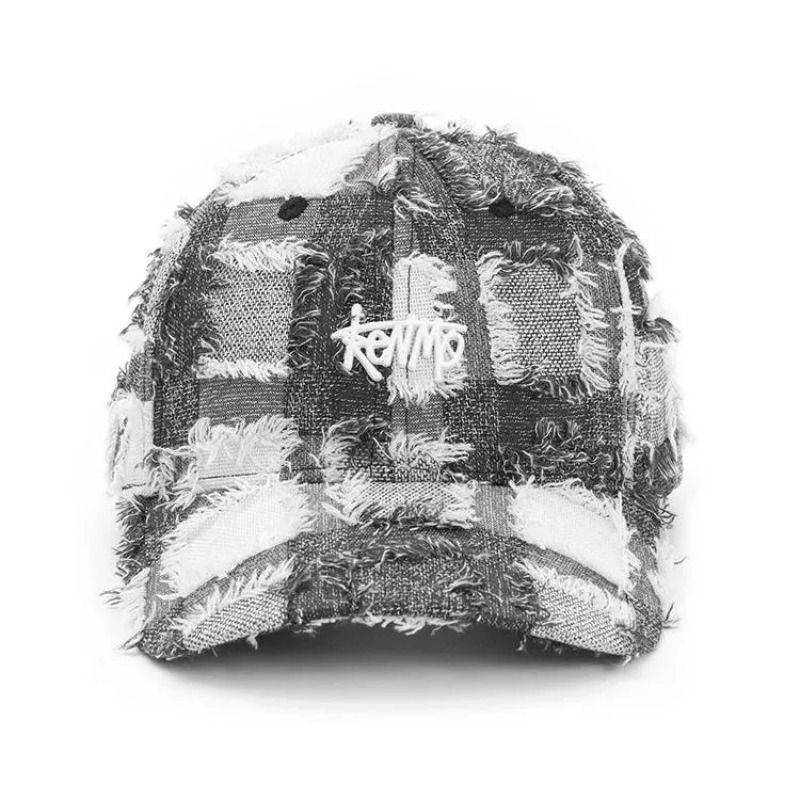 Kenmo Frayed Edge Hat Plaid Fashion Baseball Cap Warm Face-Flattering Cap Versatile Retro Winter Cold-Proof Hat