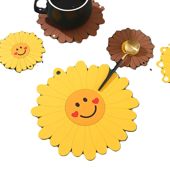 Sunflower smiling face insulation pad silicone anti-scalding coaster