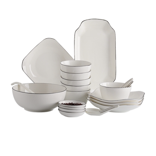 碗家用2025新款餐具套装陶瓷碗盘碗碟碗筷高级感乔迁带盖双耳聚餐