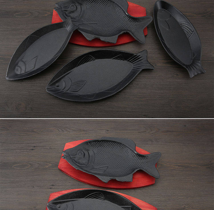 Лоток для гриля 铸铁铁板烧盘商用圆形烧烤盘家用燃气餐厅长方形牛排盘铁板烤鱼盘 No brand