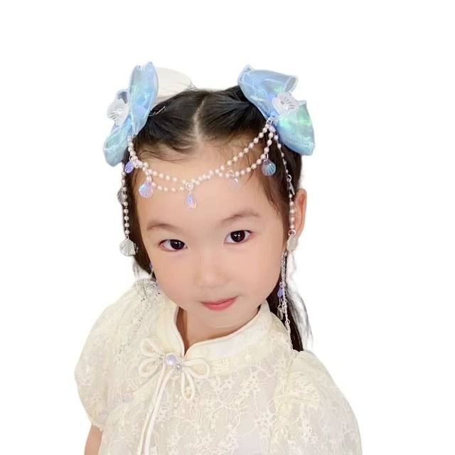 ເດັກນ້ອຍ bow forehead chain princess tassel hairpin headdress ສາວ mermaid super fairy ສາວນ້ອຍຫູຫ້ອຍ earrings