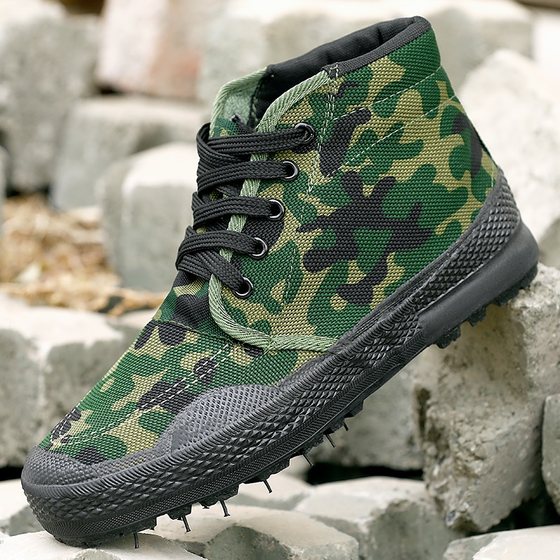 Camouflage shoes men's liberation shoes thickened warm wear-resistant labor protection shoes work training rubber shoes cotton shoes high-top high-top low-top