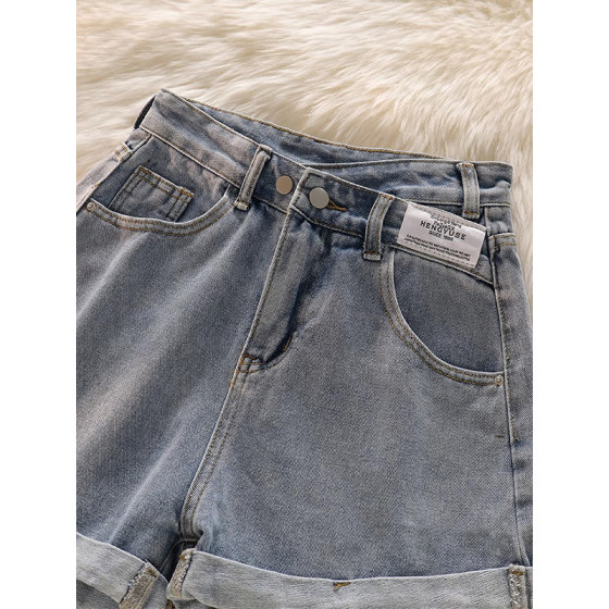 牛仔短裤女夏季2025年新款韩版高腰宽松休闲a字显瘦网红阔腿热裤