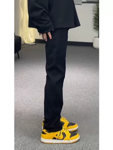 Ретро летние черные джинсы, штаны, в американском стиле, по фигуре, облегающий крой