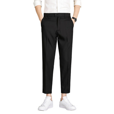 Pants boys 2022 summer thin nine-point trousers men's spring and autumn straight ice silk casual suit trousers