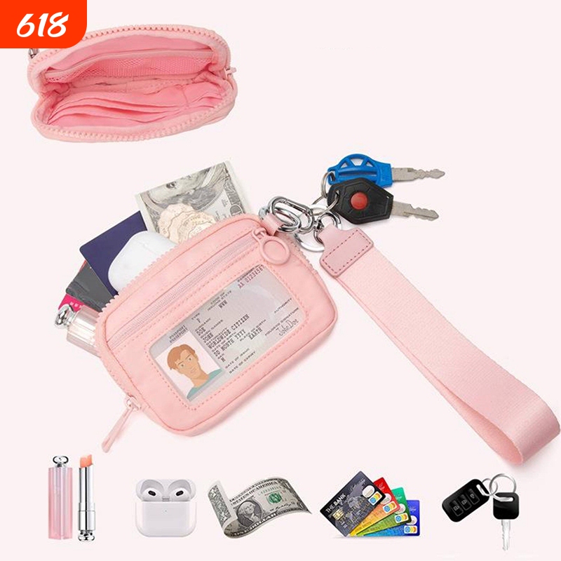 In-Stock Popular Internet Celebrity Style Transparent Window Coin Purse Portable Wristlet Bag Bank Card and Coin Storage Bag for Women Exquisite
