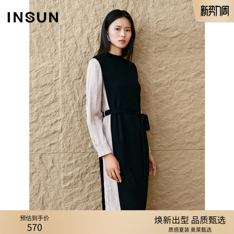 「Merino」Insun Enshang Specializes in Spring Fashion with a Faux Two-Piece Wool Design Dress