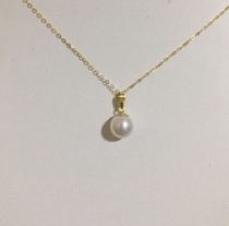 18k gold Au750 fine flash o chain with 18k gold natural pearl pendant womens classic 100 hitch chain