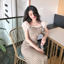 Skirt 2020 new French retro thin temperament long dress bubble sleeves improved version of cheongsam dress summer shake sound