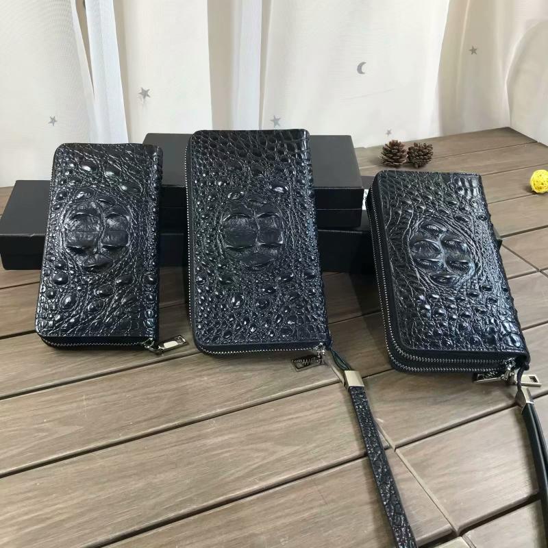 White Vegetable Price Wallet ~ Men's hands with zero wallet Crocodile Bull Leather Long wallet with outer skin wallet high-end atmosphere