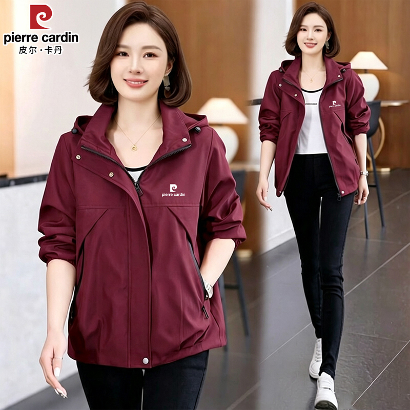 Pierre Cardin Women's Windbreaker Jacket 2026 New Spring and Autumn Outdoor Windproof Waterproof Jacket for Petite Sizes