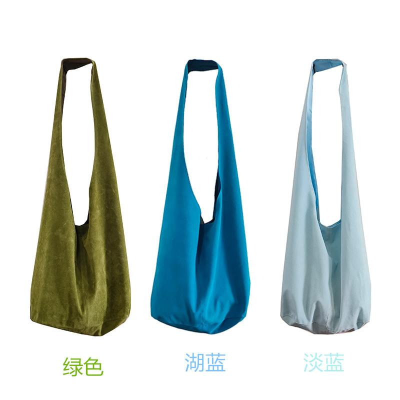 Original LAOSHU Pickle Green Blue Velvet Shoulder Bag Crossbody Bag Artistic Retro Dumpling Bag Bicycle Bag