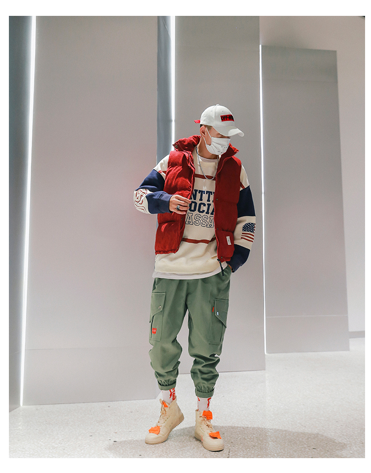 Áo khoác nhung kẻ nam 2018 mùa đông mới không tay màu rắn hip hop cotton xuống cotton vest nam thủy triều áo khoác blazer nam hàn quốc