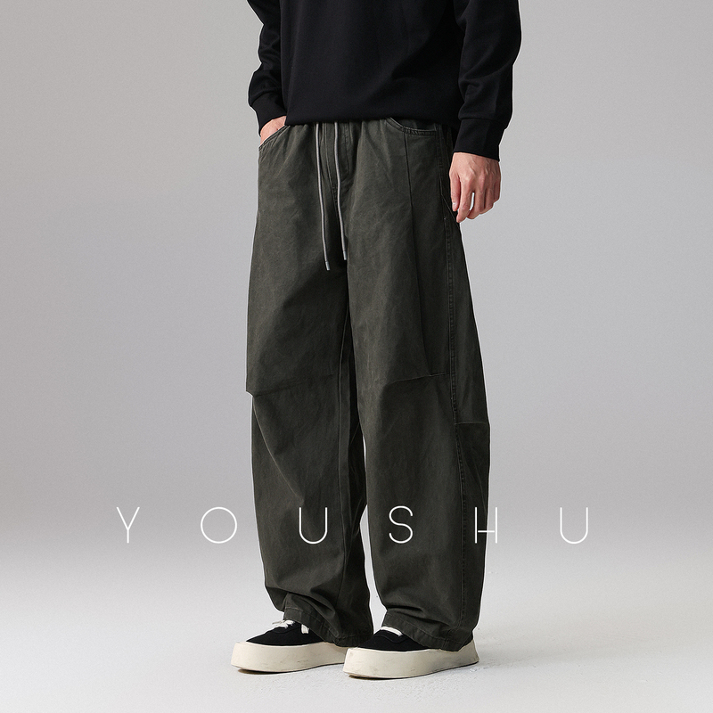 American-Style Trendy Brand Three-Dimensional Cut Silhouette Knife-Cut Pants for Men 2026 Summer Work Pants Loose Straight Casual Pants for Men