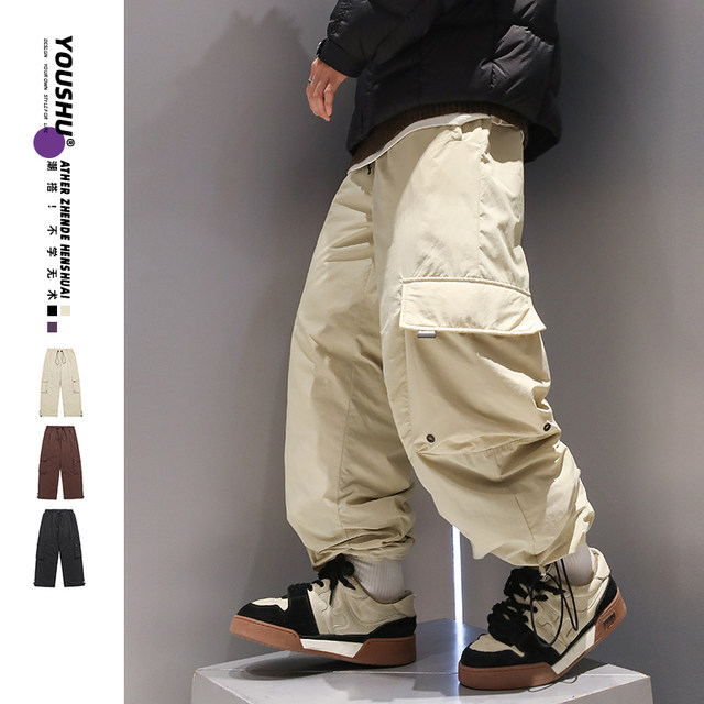 Youshu big pocket workwear leggings 90 white duck down pants men's winter outdoor mountaineering thickened warm trousers ຂະ​ຫນາດ​ໃຫຍ່