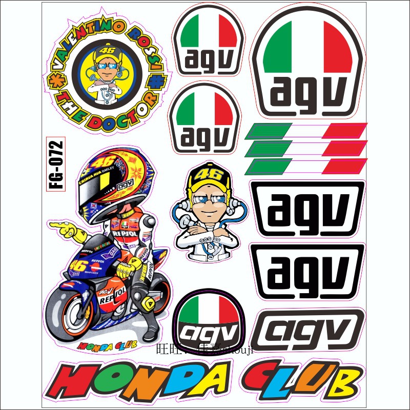 Motorcycle sticker decal 46 Rossi sticker Italy AGV small turtle king helmet sticker set sticker Reflective sleeve sticker