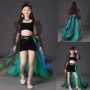 Mới ban đầu trẻ em catwalk phù hợp với thời trang cá tính Thời trang cô gái người mẫu T giai đoạn trò chơi trình diễn váy đuôi có thể tháo rời - Váy trẻ em váy dài tay bé gái