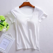 2018 yoga mới phục vụ tại nhà đồ ngủ hàng đầu của phụ nữ cotton vành đai pad ngực ngắn tay áo thun nửa tay áo ngực một