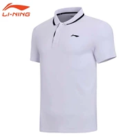 Li Ning trắng tay ngắn thể thao áo sơ mi POLO cotton cotton thể thao mùa hè cha trung niên áo thun tay ngắn - Áo polo thể thao áo polo đen