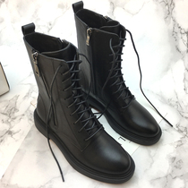 2021 Autumn Winter New flat short boots female leather English style Martin boots lace up middle boots